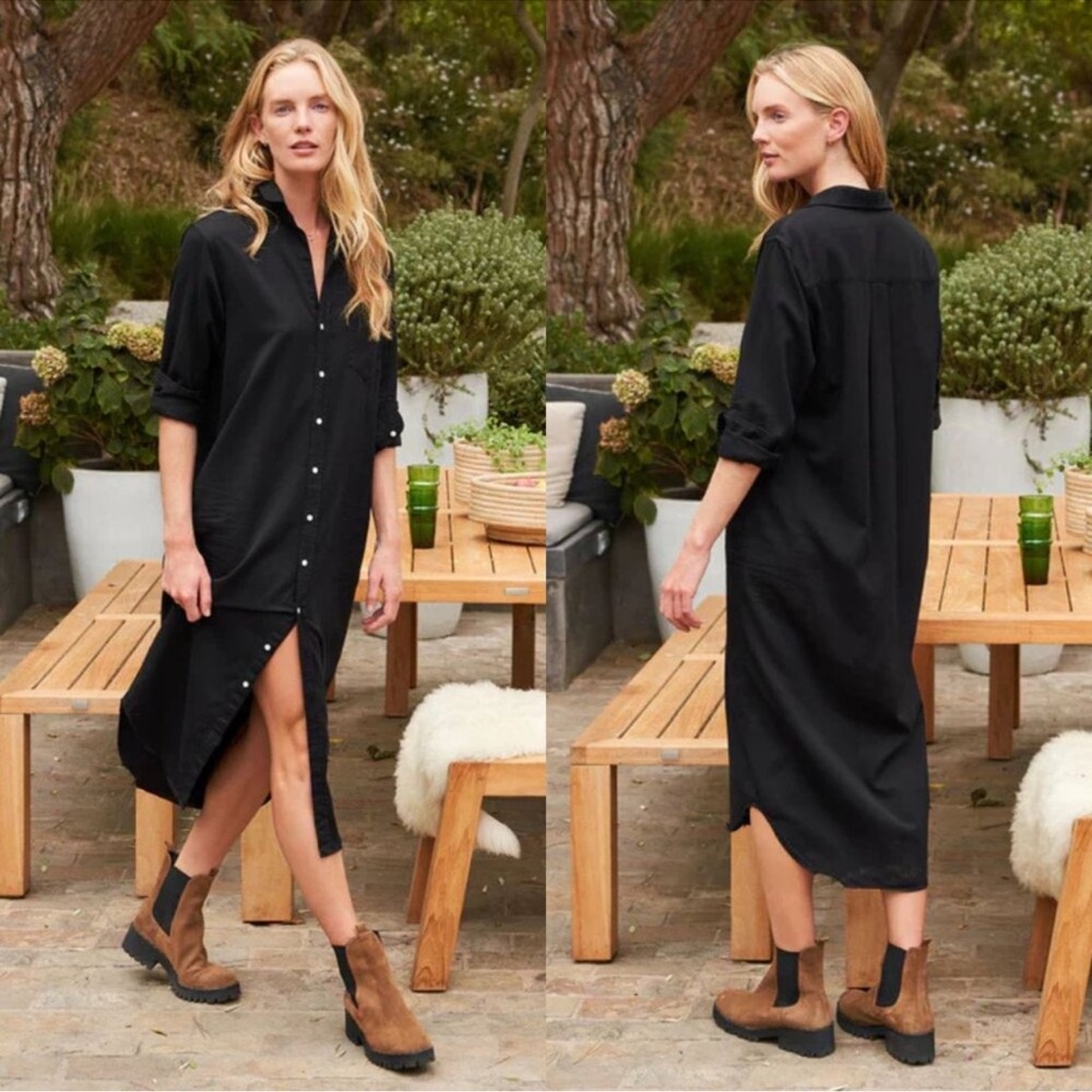 Frank & Eileen Rory Maxi Shirt Dress Famous Denim in Black Size XS - Picture 3 of 16